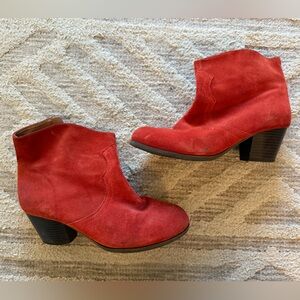 Lucky Brand Red Suede Ankle Booties